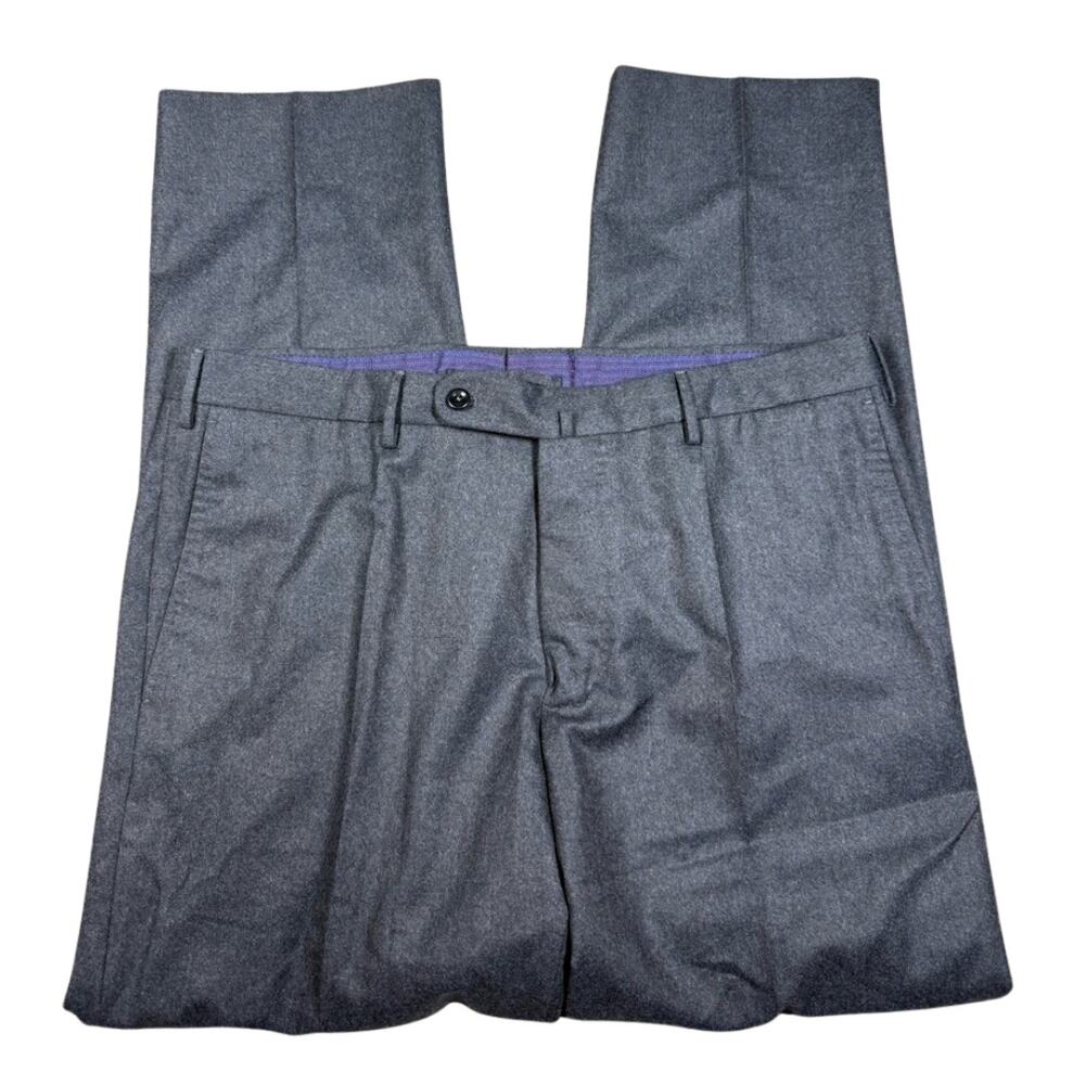 Incotex Super 120s Wool Dress Pants 36 Gray Pleated Classic Fit